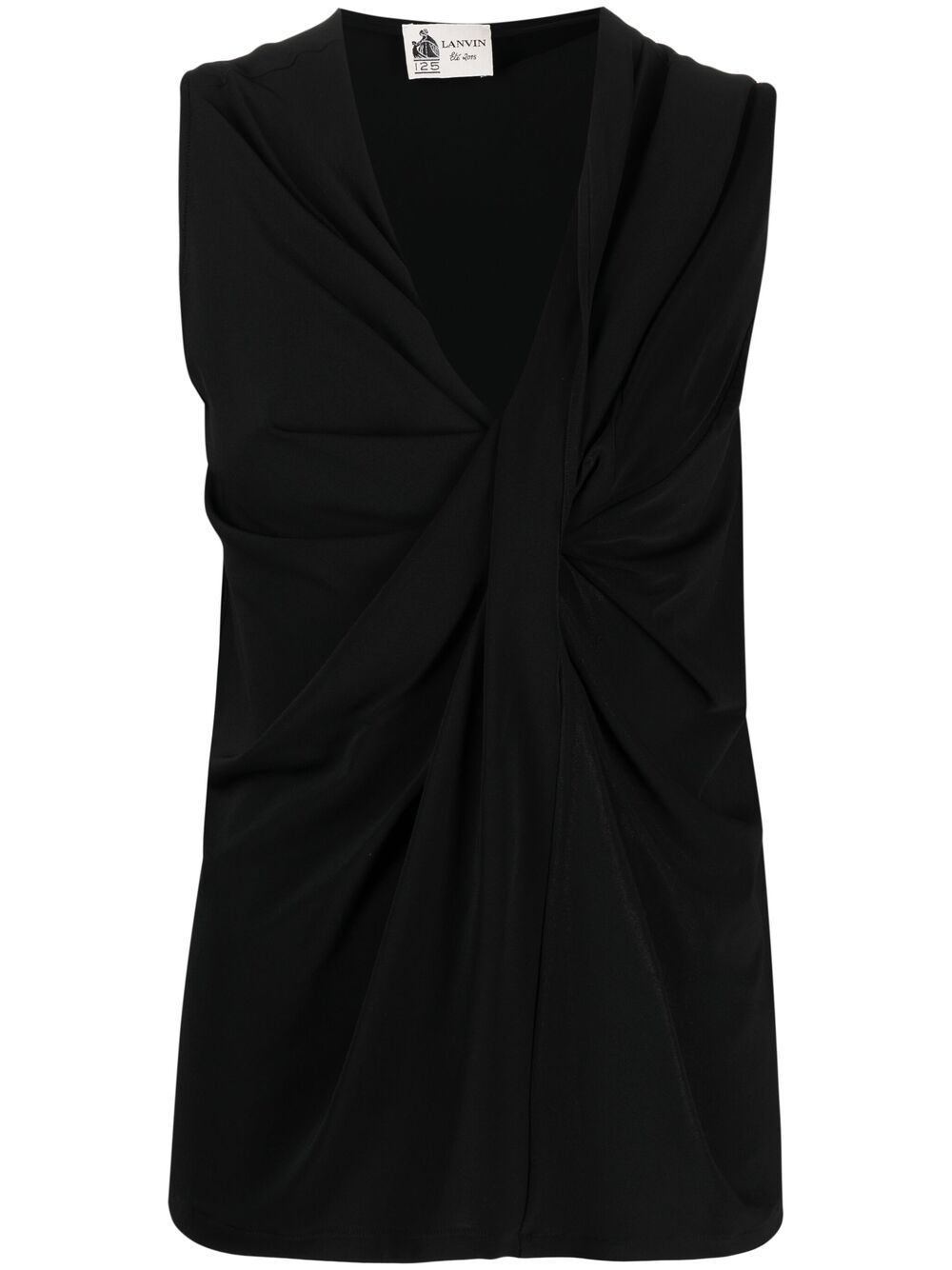 Pre-owned Lanvin 2015 Draped Sleeveless Top In Black