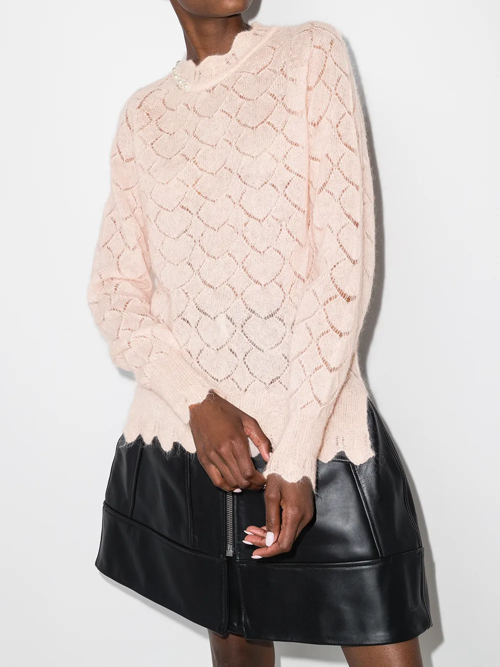 Image 2 of Simone Rocha heart stitch scallop edge jumper