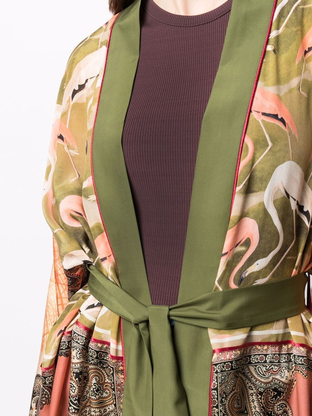 Shop F.r.s For Restless Sleepers Graphic-print Silk Kimono In Green