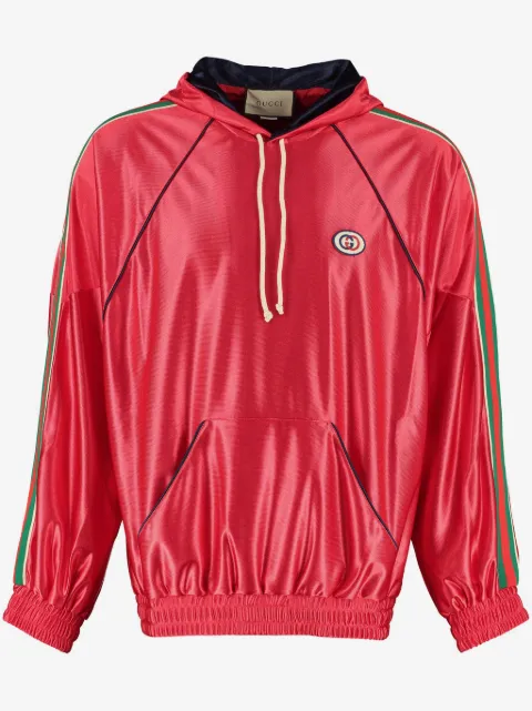 Gucci Web-stripe shiny jersey hoodie