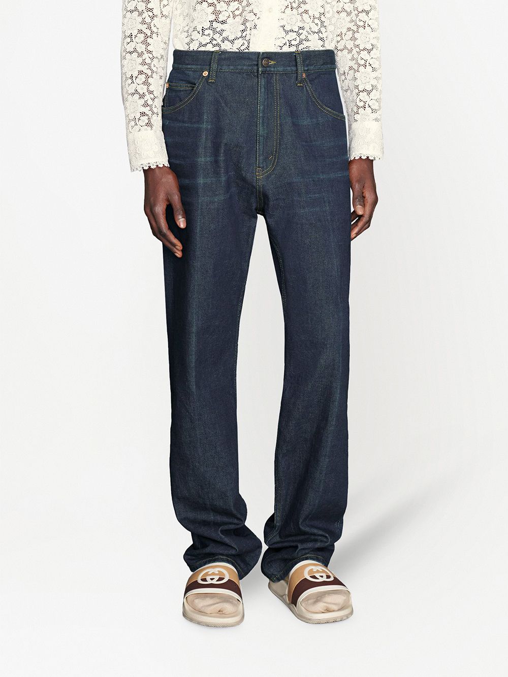 eco-washed organic straight-leg jeans