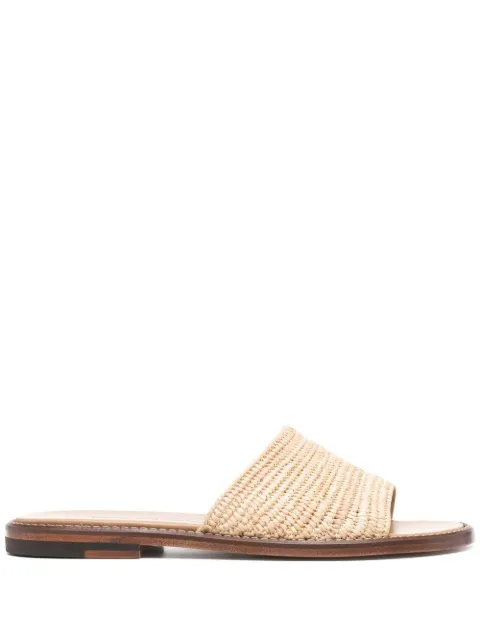 manolo blahnik safina raffia slide sandals