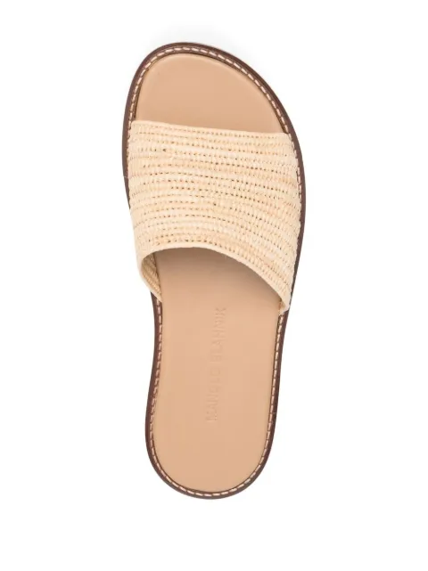 manolo blahnik safina raffia slide sandals