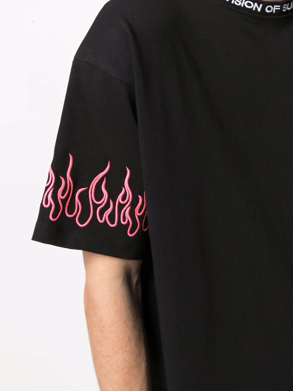 Vision Of Super Flames-print Cotton T-shirt In Black