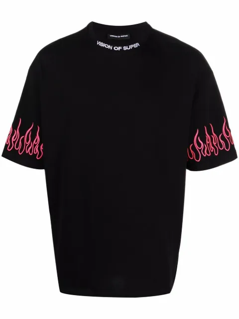 Vision Of Super flames-print cotton T-shirt
