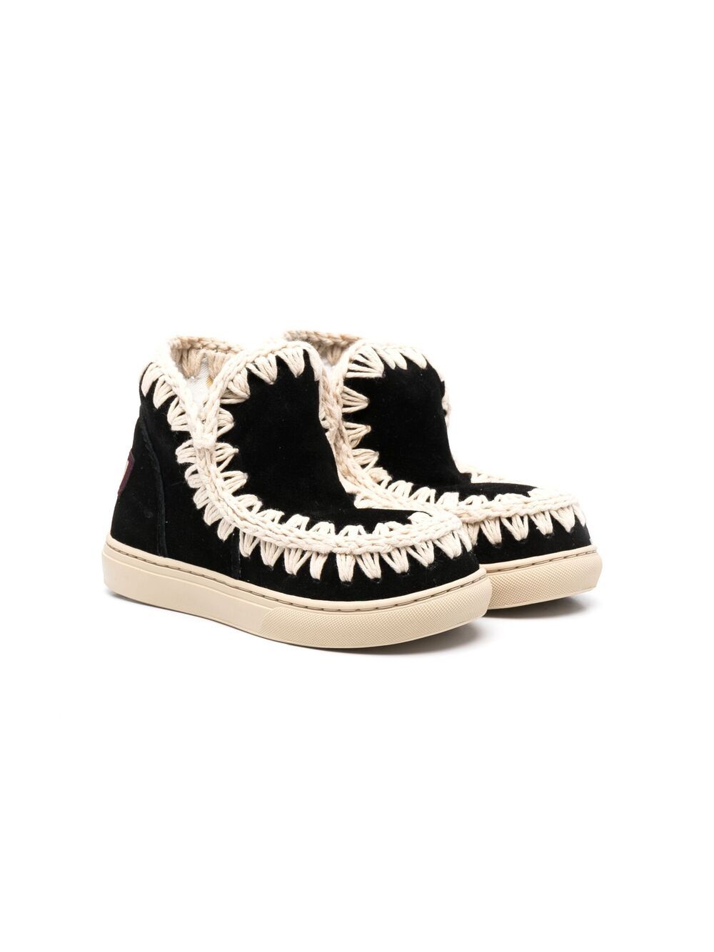 Mou Whipstitched Moccasin Boots In Black