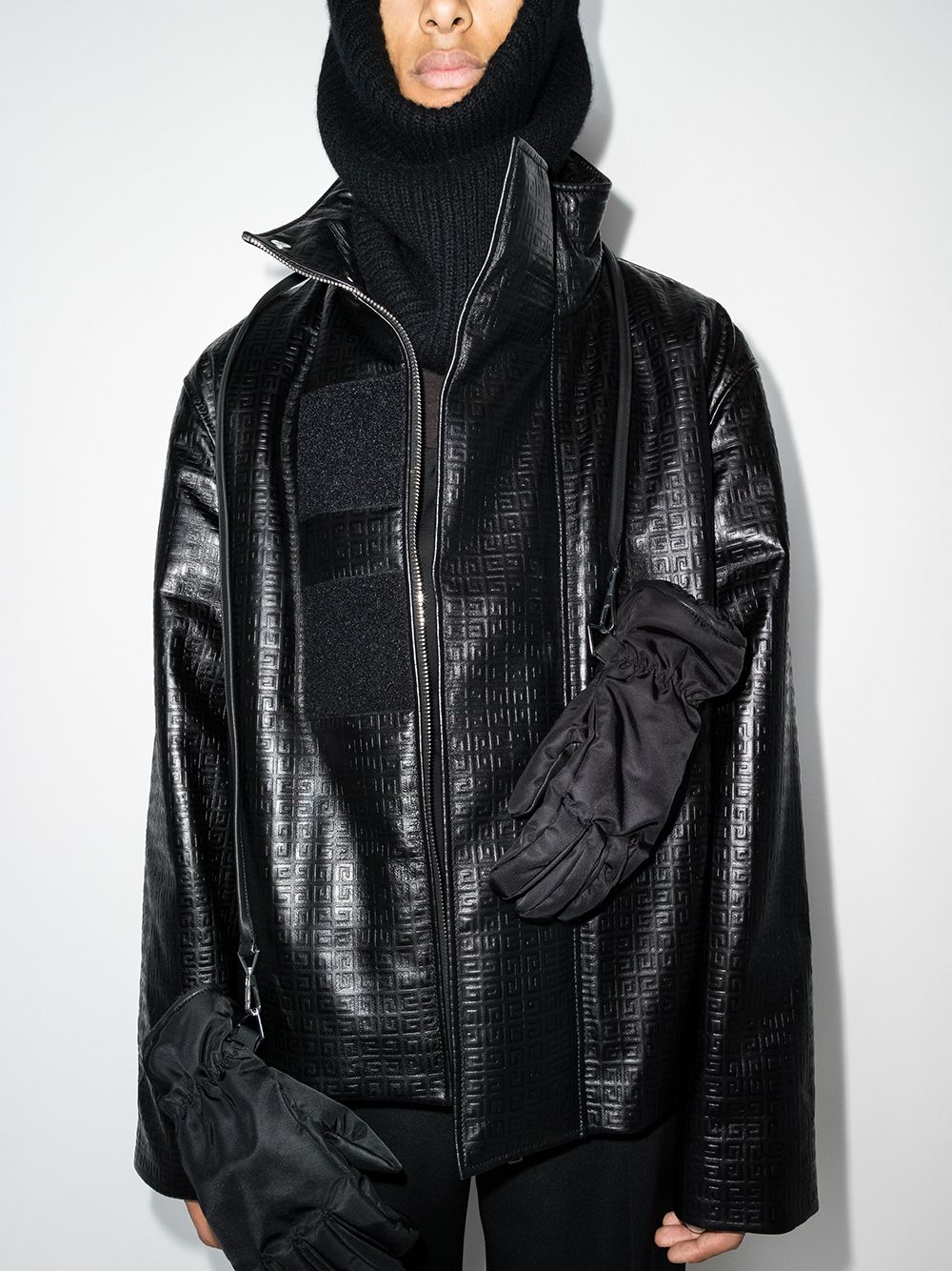 фото Givenchy кожаная куртка оверсайз с тисненым узором 4g