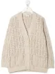 Image 1 of Fendi Kids FF-logo open-knit cardigan