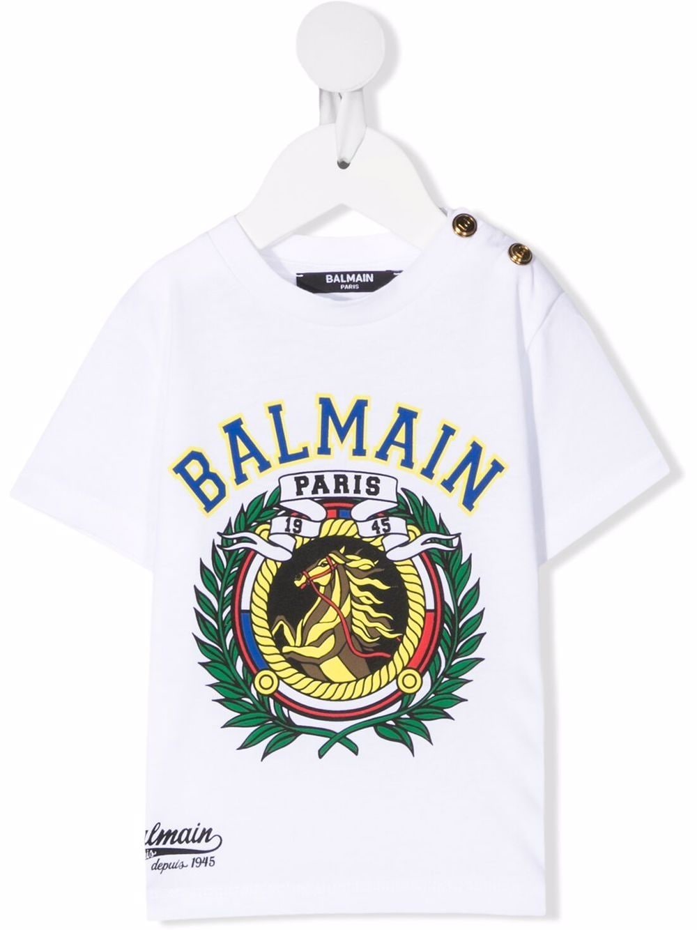 Balmain Babies' Crest Logo-print T-shirt In White
