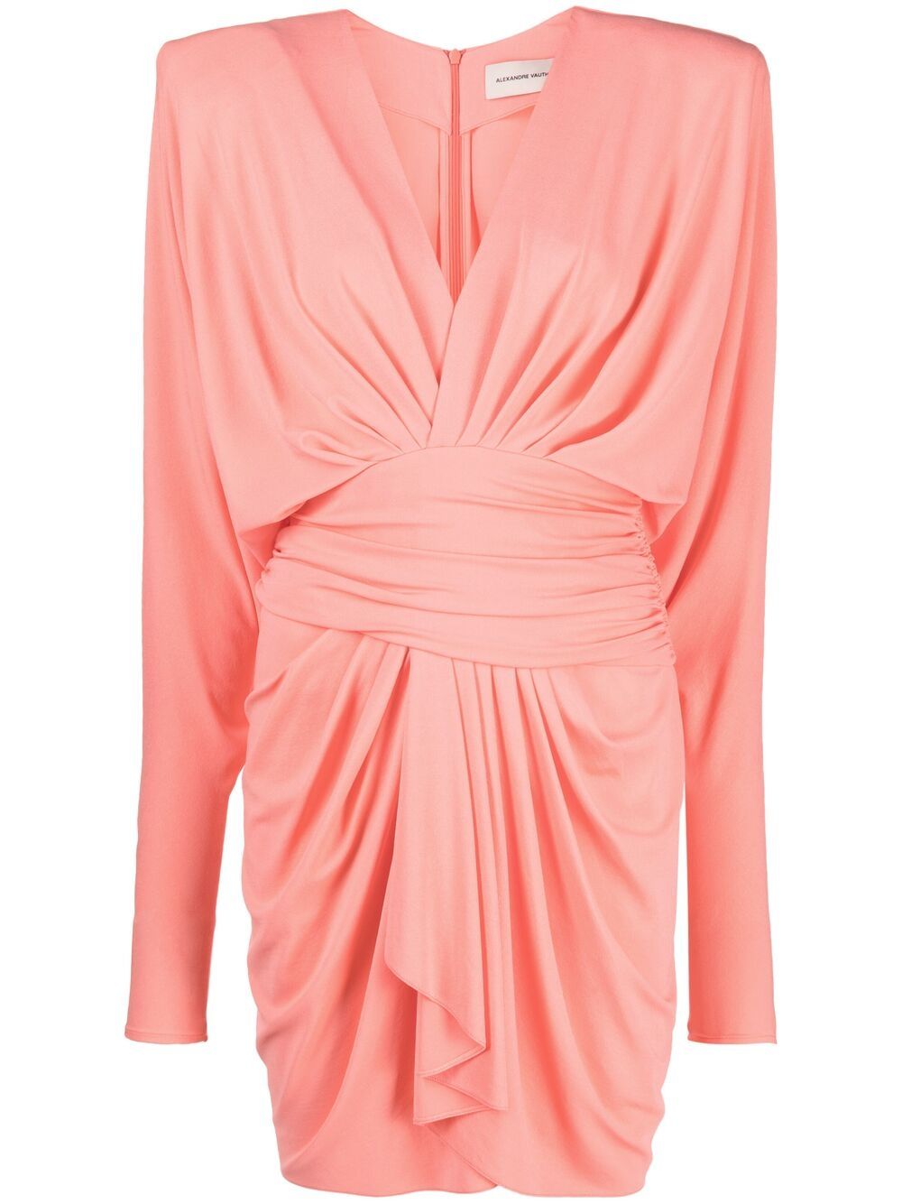 Alexandre Vauthier Structured-shoulder V-neck Mini Dress In Orange