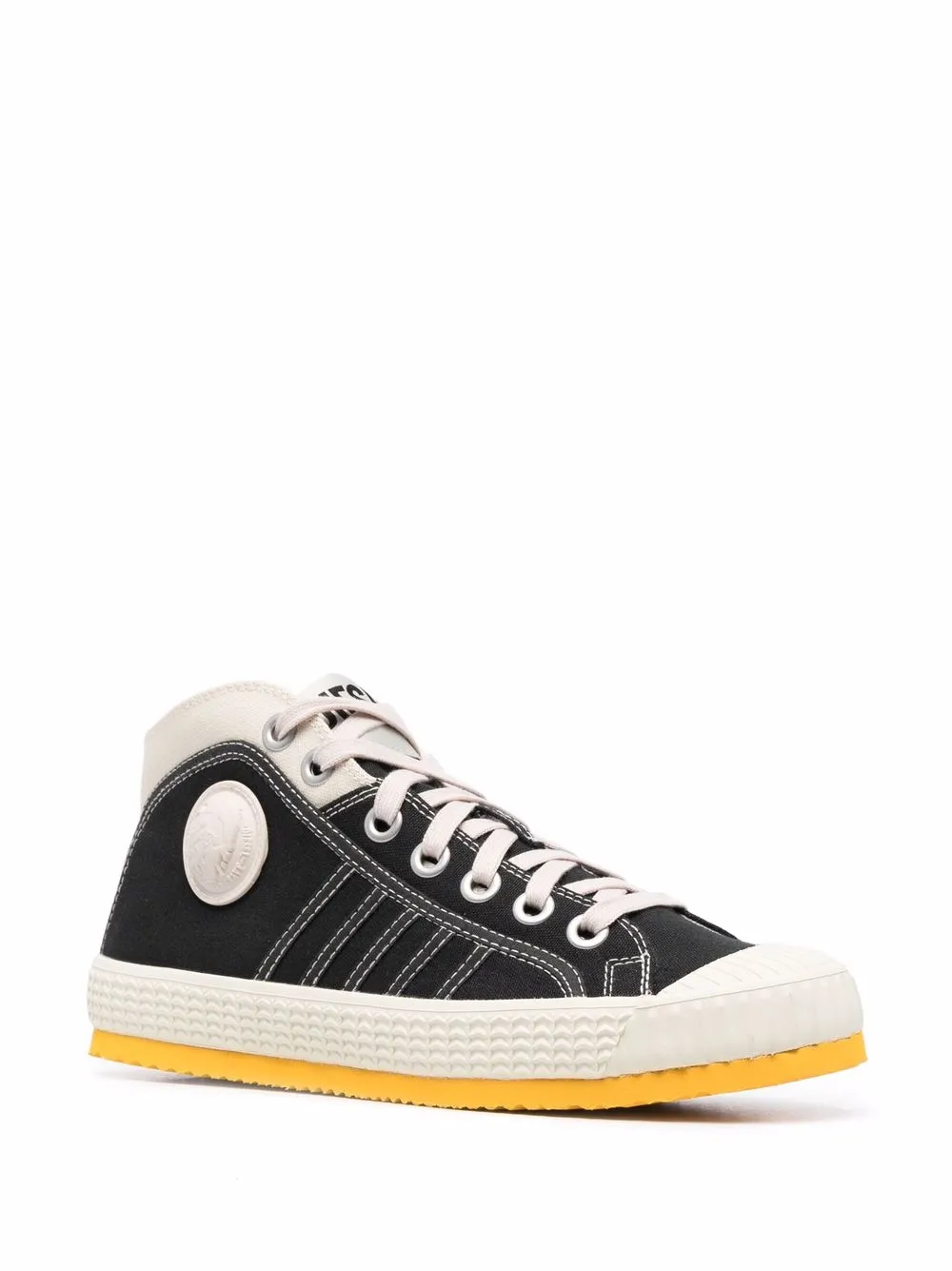Shop Diesel canvas high-top sneakers 