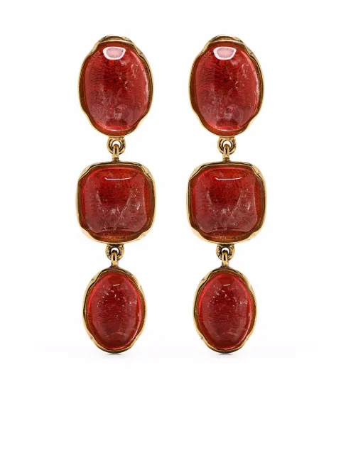 Goossens Cabochons clip drop earrings