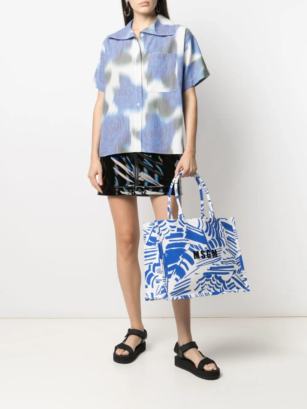 фото Kenzo рубашка в клетку гингем с узором тай-дай