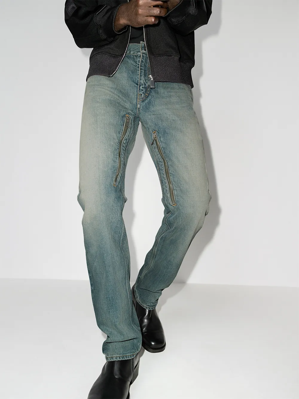 Image 2 of Givenchy faded zip detail straight jeans