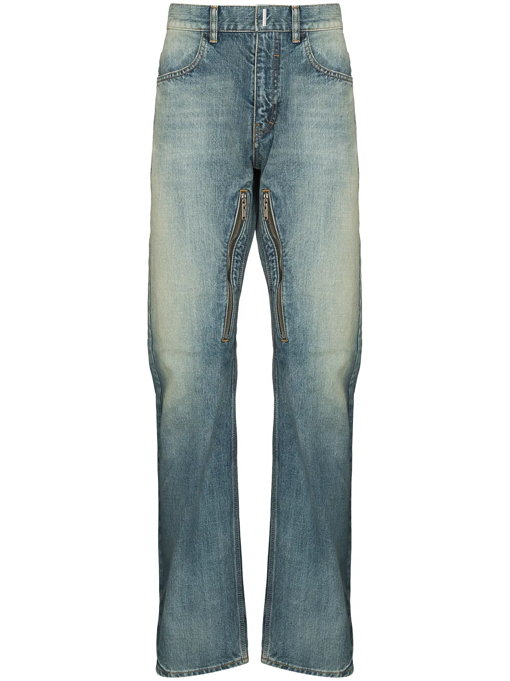 Image 1 of Givenchy faded zip detail straight jeans