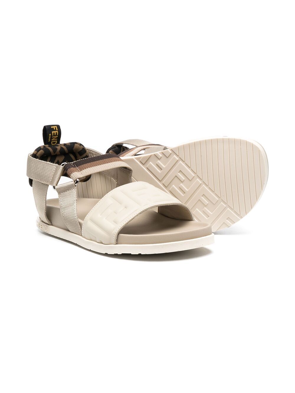 Shop Fendi Ff-pattern Sandals In Neutrals