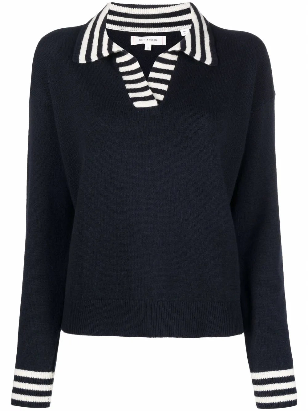 

Chinti and Parker striped-collar jumper - Blue