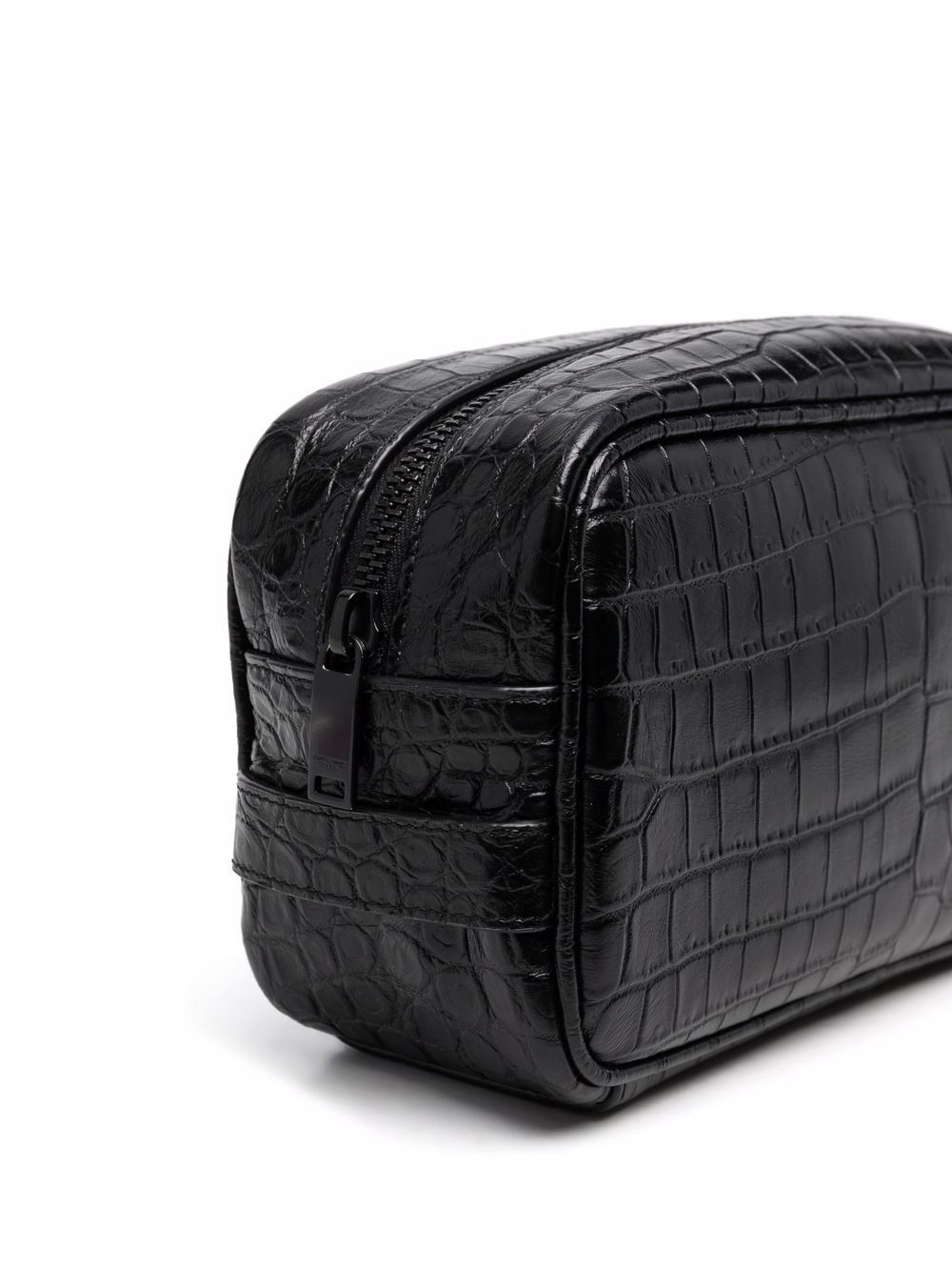 Shop Saint Laurent Embossed Logo Wash Bag In Black