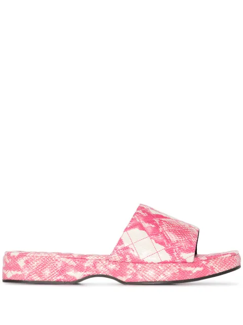BY FAR Lilo snake-print mules