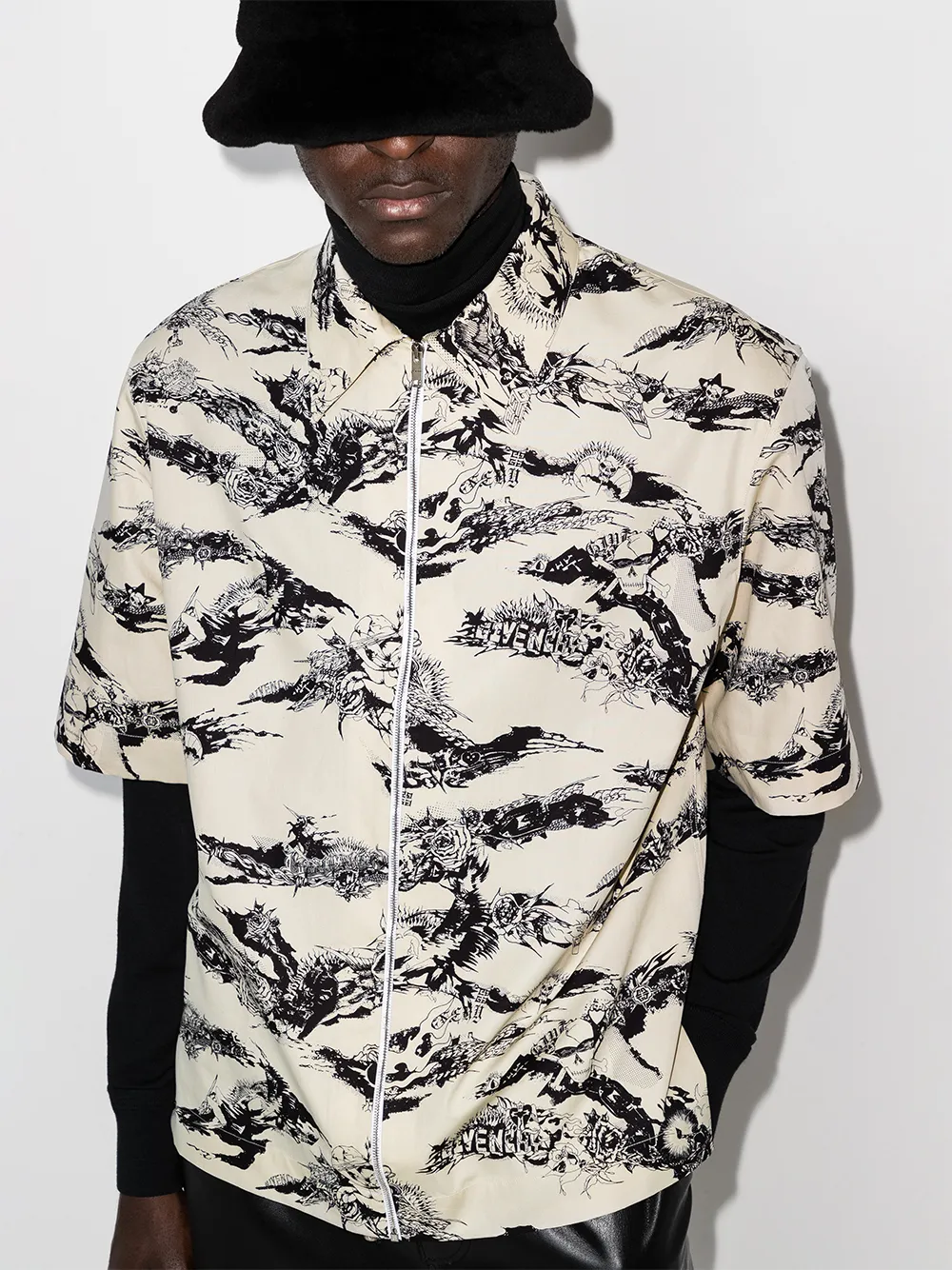 Image 2 of Givenchy Gothic printed zip shirt