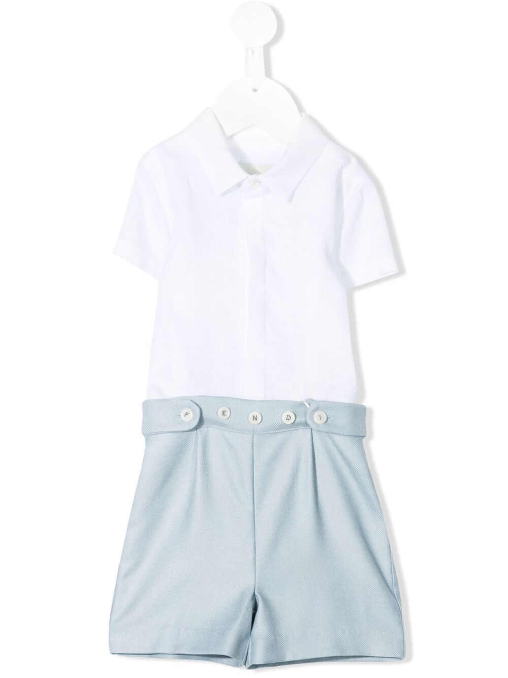 Fendi Babies' Polo Collar Shorties In White