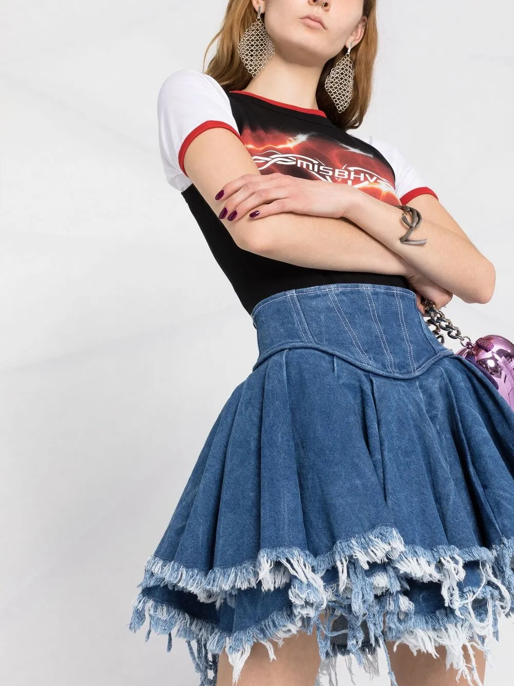 фото Versace jeans couture многослойная джинсовая юбка