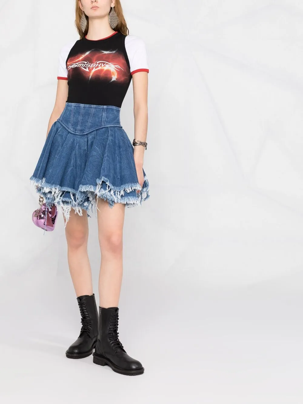 фото Versace jeans couture многослойная джинсовая юбка