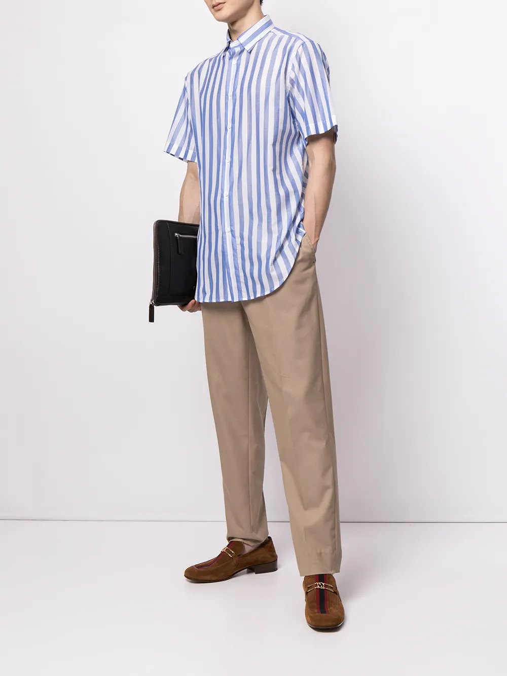 фото Brioni полосатая рубашка с короткими рукавами