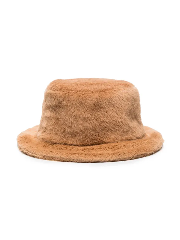 brown fur bucket hat