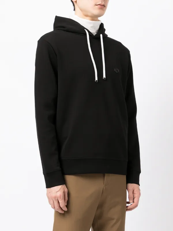【EMPORIO ARMANI】 Men's Patch Logo Hoodie ★ Cotton 100% Emporio Armani logo-patch cotton-blend Hoodie | Black