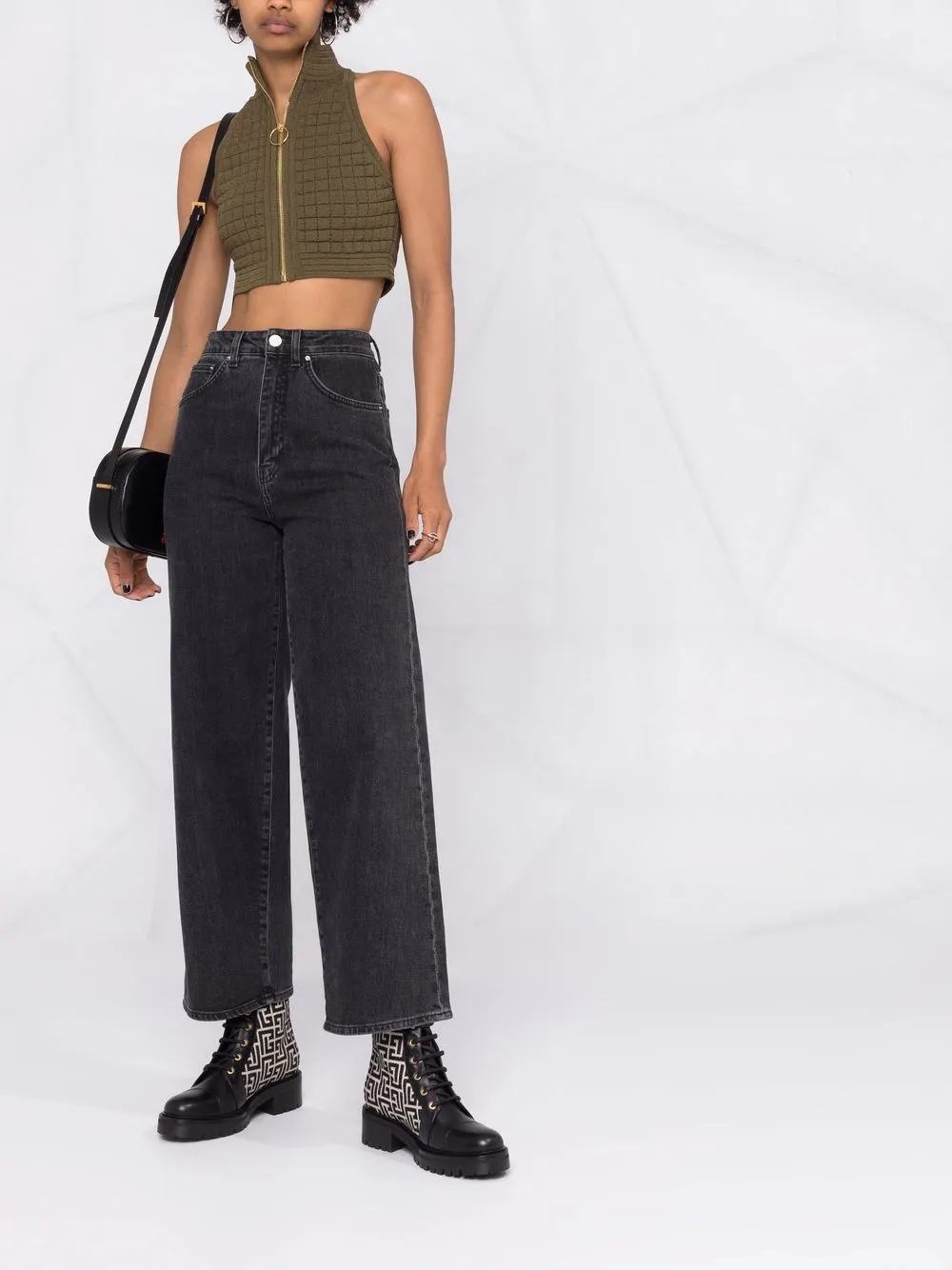 фото Balmain укороченный трикотажный топ