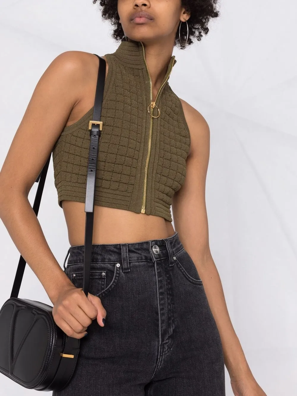 фото Balmain укороченный трикотажный топ