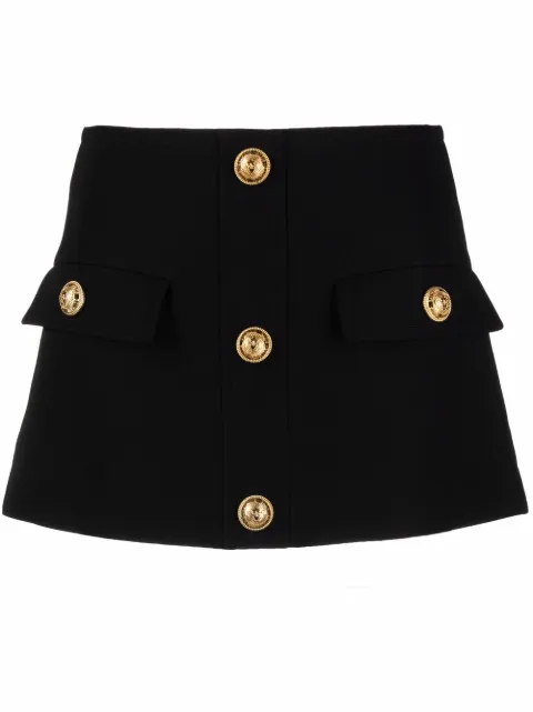 Balmain logo-button mini A-link skirt