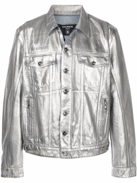 Balmain logo-embossed Metallic Finish 