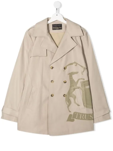 TRUSSARDI JUNIOR معطف ترنش بصفي أزرار