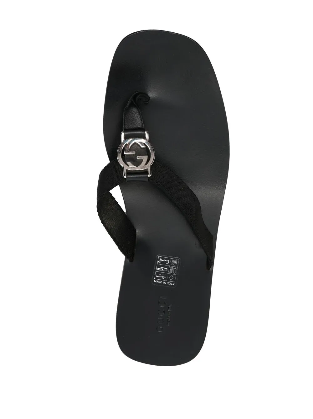 Pre-owned Gucci Double G Logo Flat Sandals In Black