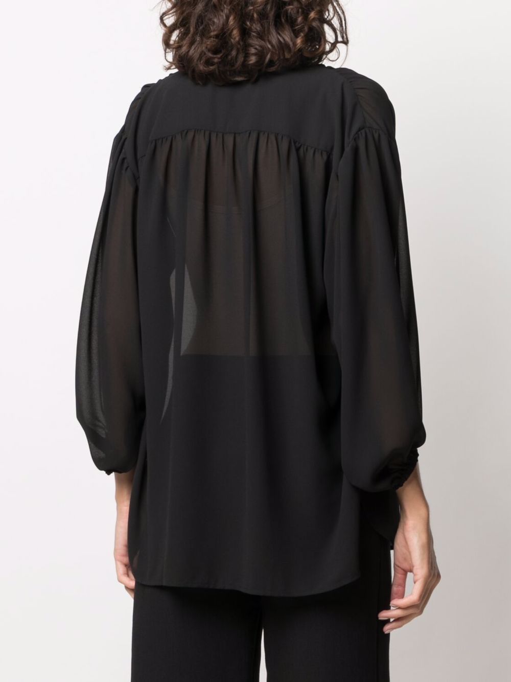 Shop Blanca Vita Begonia Lace-up Front Blouse In Black