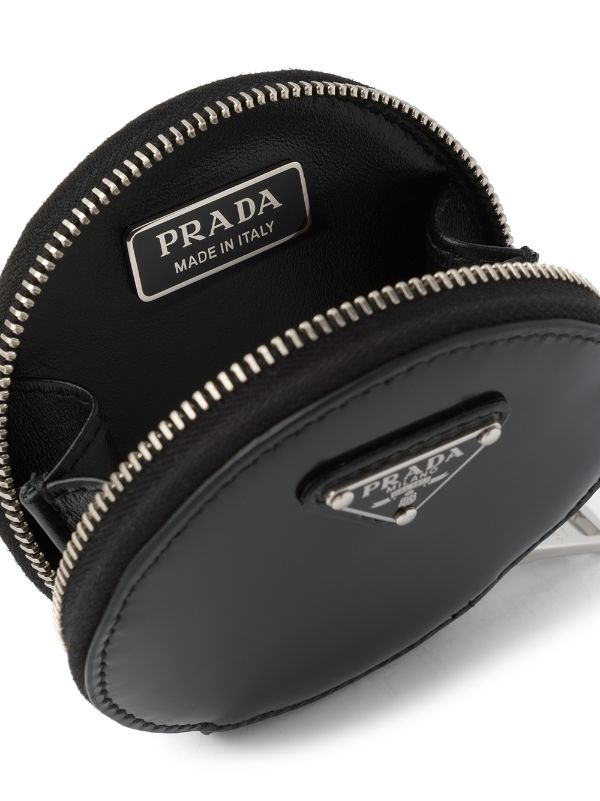 Prada Brushed-leather Round Mini-Pouch - Black