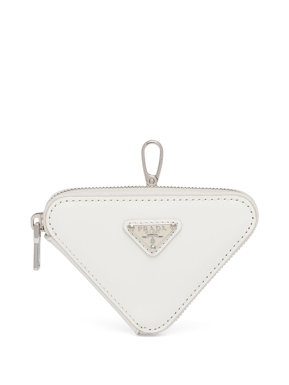 

Prada brushed-leather triangle mini-pouch - White