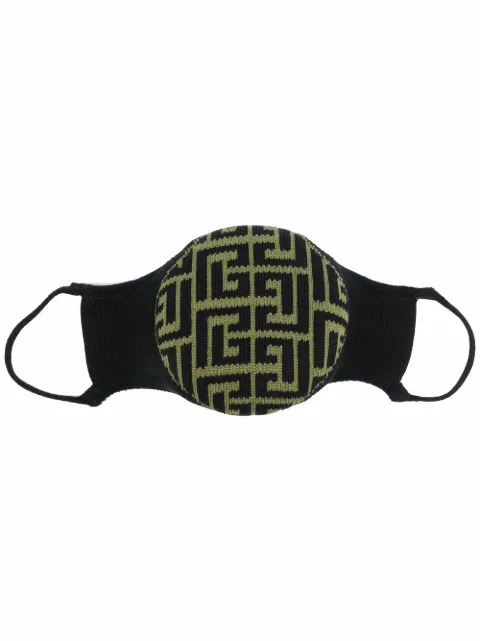 Balmain knitted monogram-print face mask