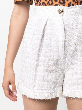 textured-check high-waisted shorts展示图