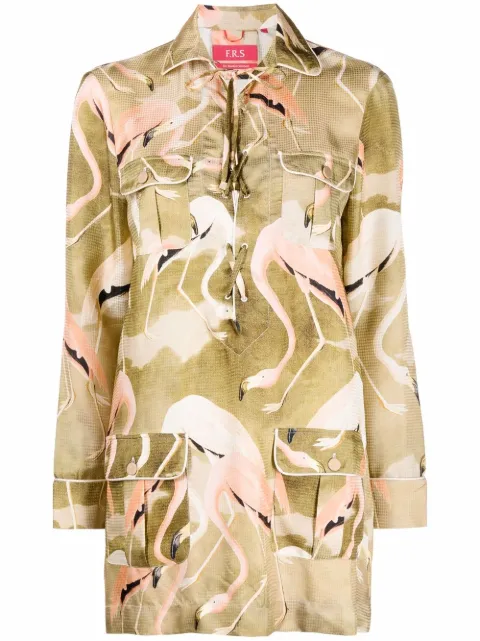 F.R.S For Restless Sleepers flamingo print shirt dress