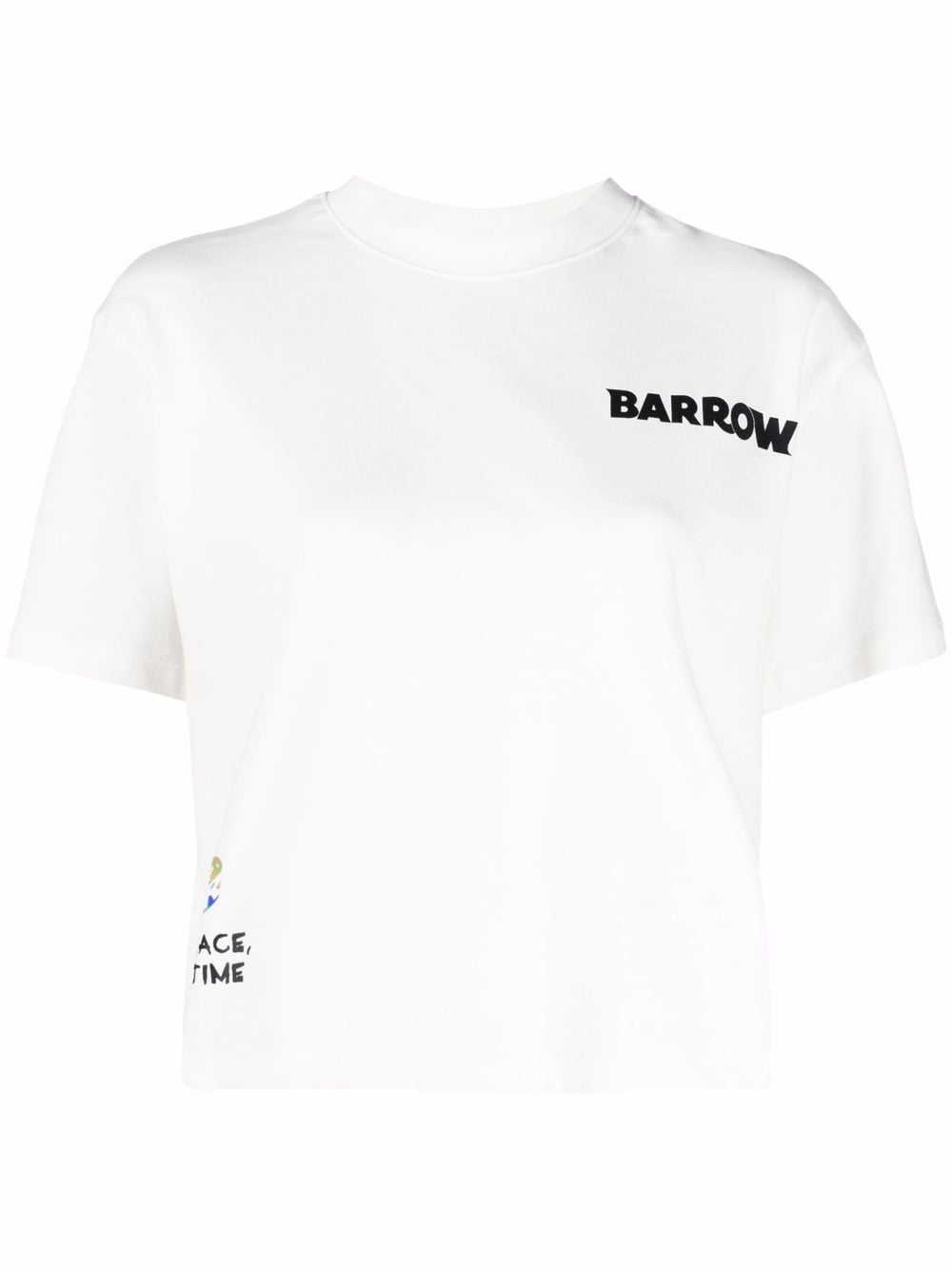 Shop Barrow Beaded Logo Mock-neck T-shirt In White