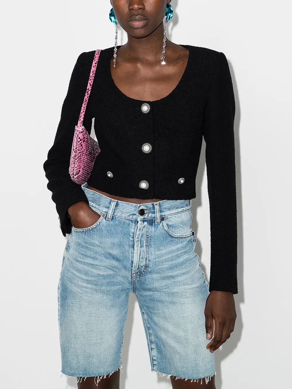 Image 2 of Alessandra Rich cropped scoop neck cardigan