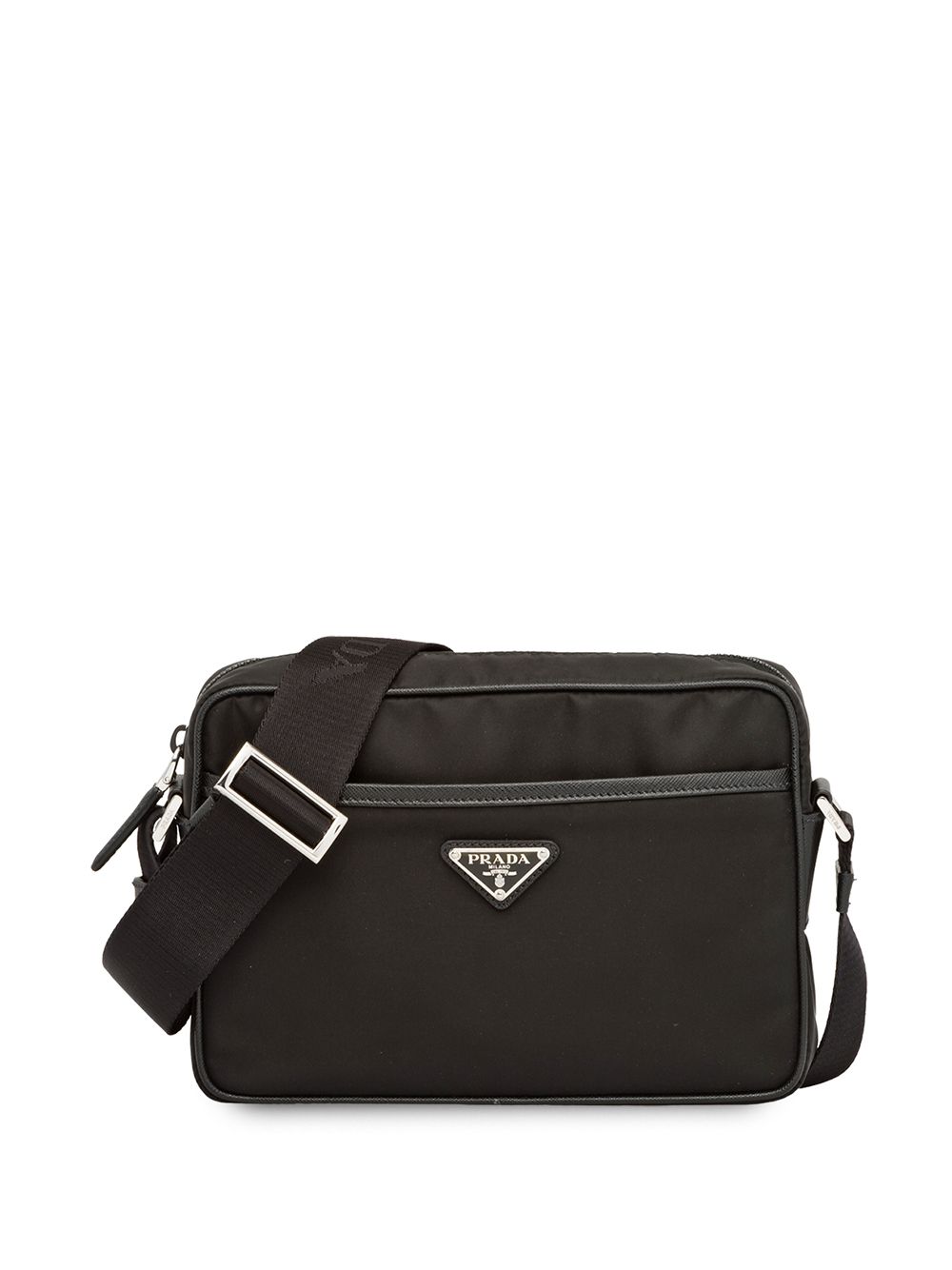 Shop Prada Re-nylon And Saffiano Leather Shoulder Bag In Black
