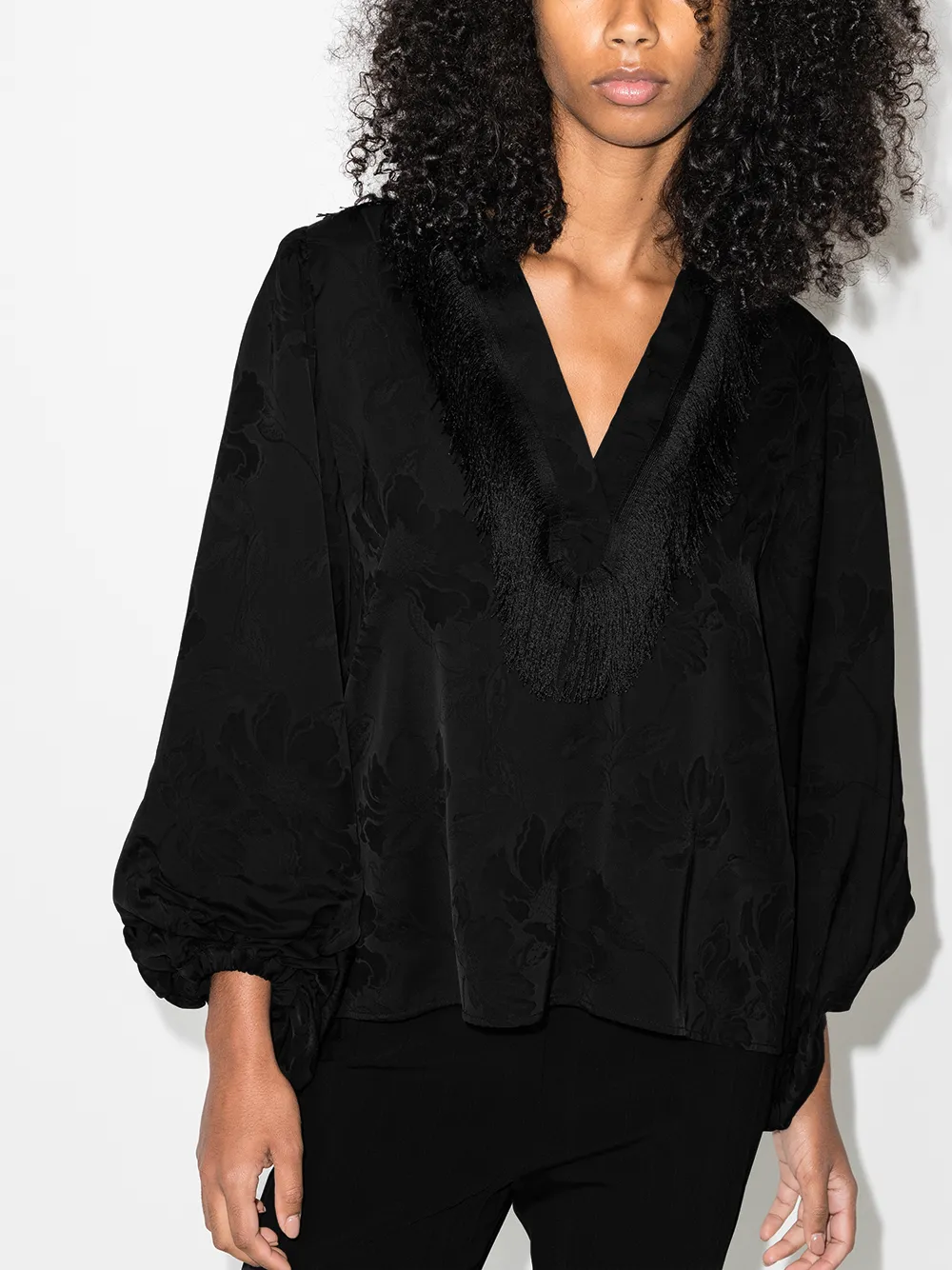 Image 2 of Silvia Tcherassi Sanford V-neck fringed blouse