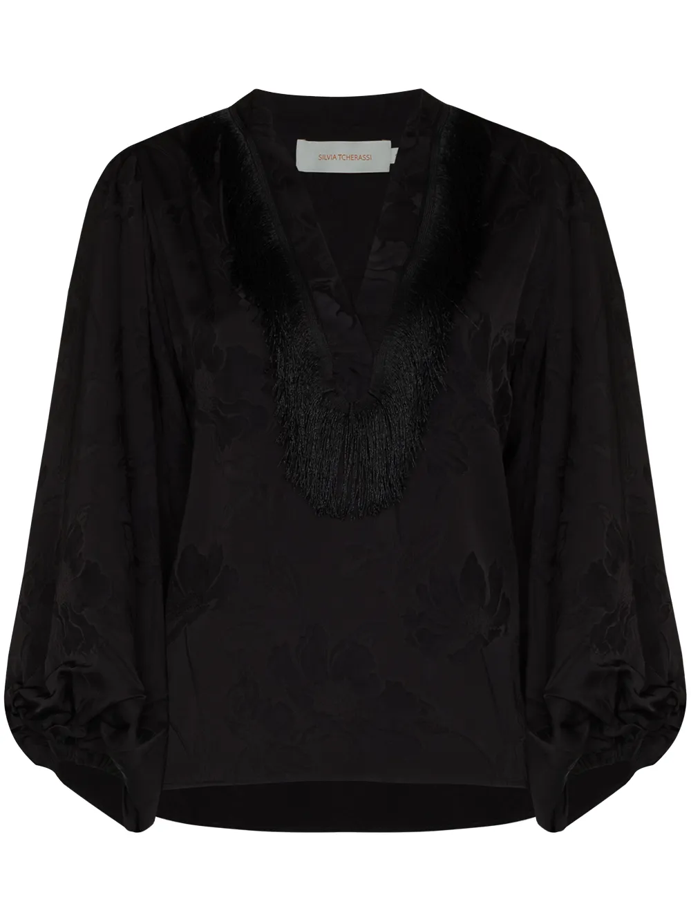 Image 1 of Silvia Tcherassi Sanford V-neck fringed blouse