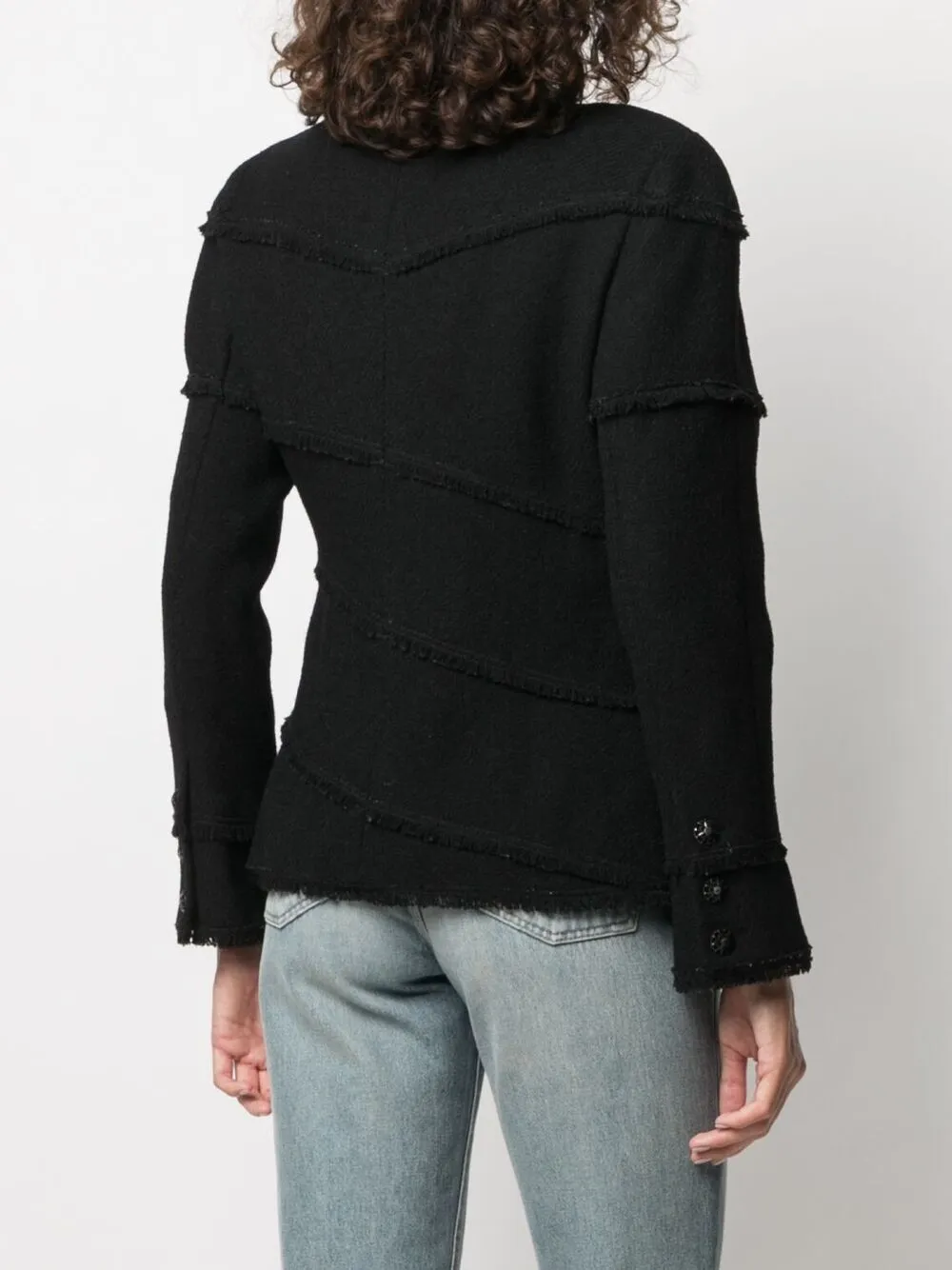 CHANEL Pre-owned 2008 Frayed Detailing Single-breasted Jacket In Black