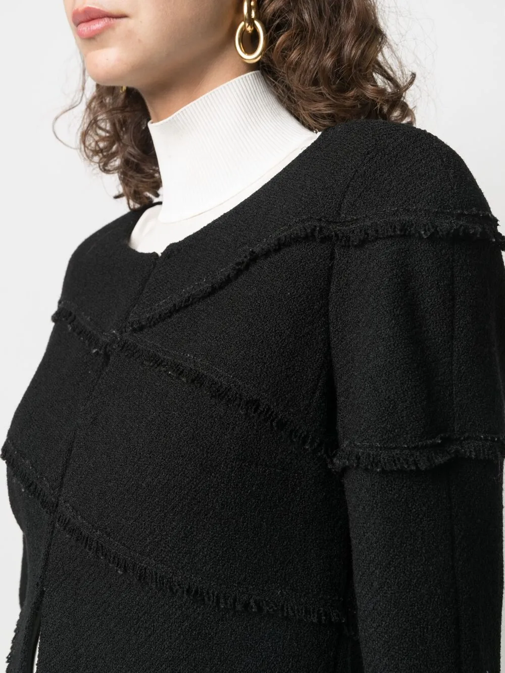 CHANEL Pre-owned 2008 Frayed Detailing Single-breasted Jacket In Black
