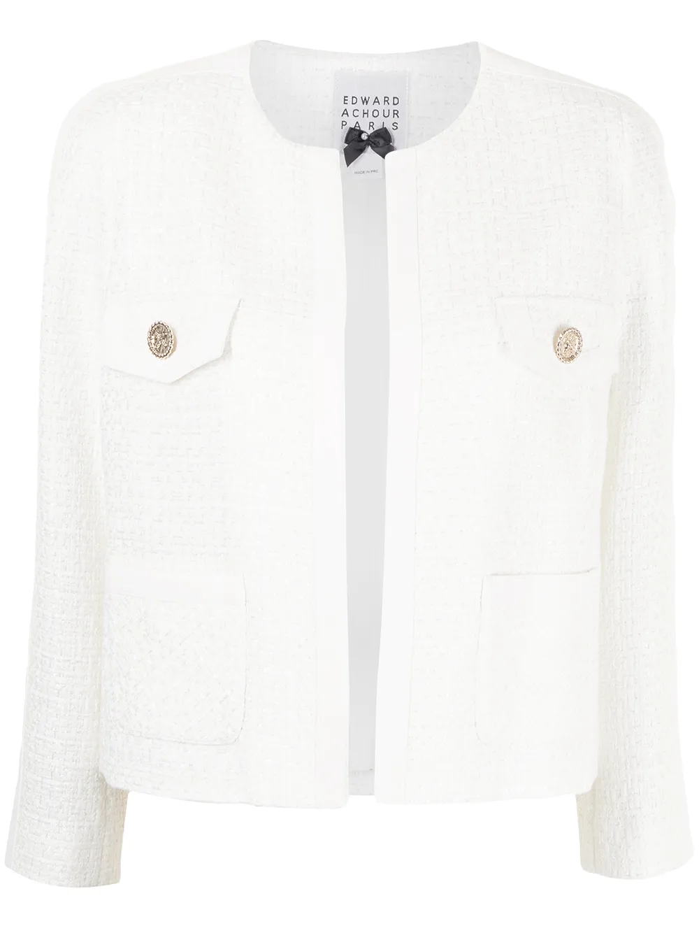 

Edward Achour Paris blazer de tweed sin cuello - Blanco